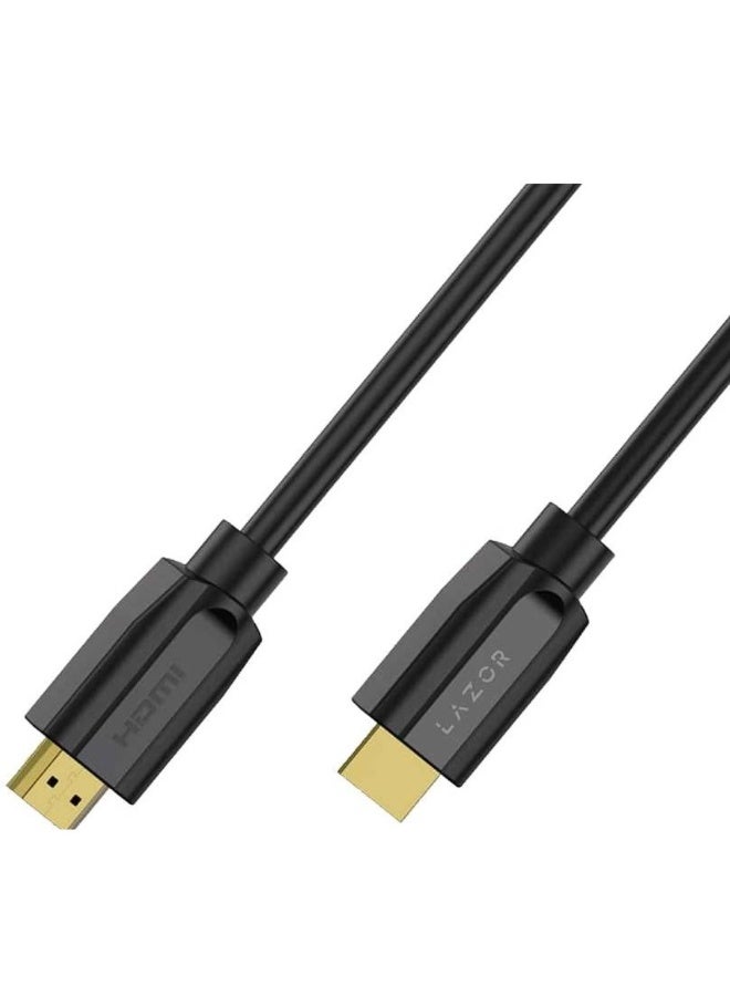 LAZOR HDMI 3 HD12 Cable, Male to Male, 24K Gold-Plated Connectors, 4K Ultra HD, 18Gbps High-Speed Bandwidth, 4K @ 60Hz Resolution, HDMI TO HDMI - 3m Length, Black - Image 3
